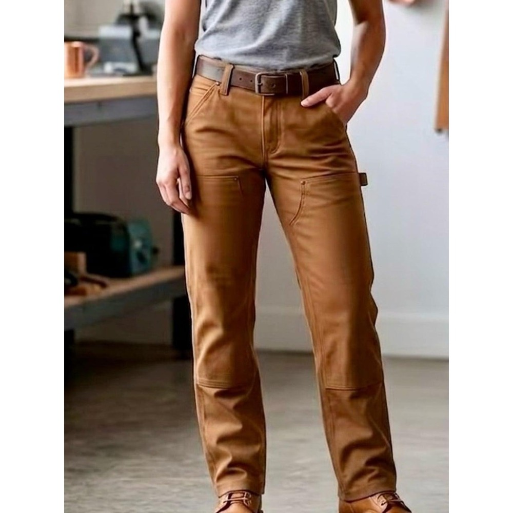 Carhartt Rugged Flex Double-Front Workwear Pant Women 12 Tall Brown Carpenter